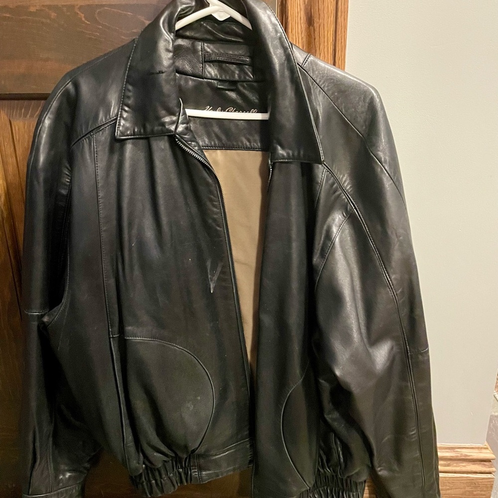 Black Bomber Jacket with Elastic Hem and Zipper Closure